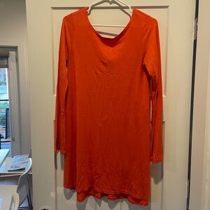 Michael Lauren Bold Orange Long Sleeve Dress